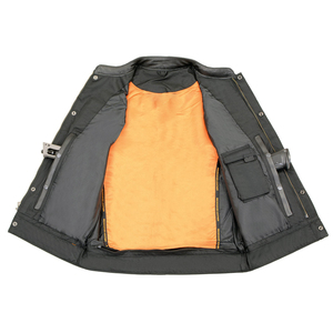 Chaleco de Cuero Negro Premium para Hombre, Estilo Motero, con Costuras Acolchadas en Forma de Diamante, Chaleco sin Mangas para Motocicleta con Cuello Alto - Product Image 2