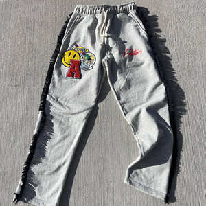 Conjunto Deportivo de Felpa Francesa de Algodón para Hombre, Diseño Nuevo, Invierno, Bordado con Parches Desgastados, Estilo Vintage, Lavado Ácido, Sudadera con Capucha y Pantalones Cortavientos - Product Image 2