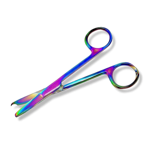 Tijeras manuales de puntada para sutura, 4,5 pulgadas, rectas, reutilizables para procedimientos médicos, eliminación de suturas, primeros auxilios, Rainbow Mayo - Product Image 1