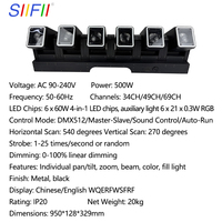 LED 6x60W RGBW Beam Moving Head Light Wash Zoom CRI 95 DMX512 Steuerung 6000K Tageslicht 180° Kompatibilität IP20 1800 Bühnenlicht