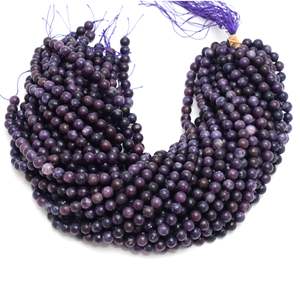 Chakralume - Hilo de Cuentas de Lepidolita Natural Púrpura, 15 Pulgadas, Sueltas, para Fabricación de Joyas, Venta al por Mayor - Product Image 3