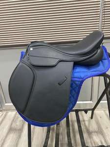 All Purpose Jumping Dressage Saddle Black Brown <b>Leather</b> <b>Synthetic</b> Manufactured in India for English Horse Racing Owners - Product Image 2