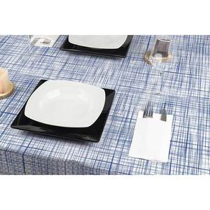 Nappe de table professionnelle en papier bleu 100x100cm, imprimé urbain, pliée 1/8, sous film rétractable avec code EAN, B2B - Product Image 1
