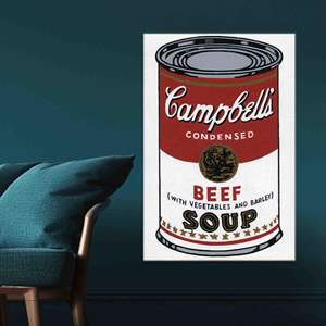 Tableau sur toile imprimé moderne : Décoration murale « Campbells Soup » pour cuisine, encadré style galerie - Product Image 1