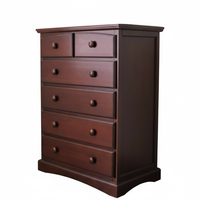 Commode verticale traditionnelle en chêne massif, 5 tiroirs, finition café, qualité supérieure, meubles de chambre à coucher, P.D.T VA21YC, prix d'usine