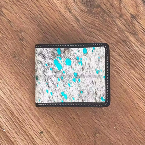 ออกแบบใหม่ของแท้หนังหรูหรากระเป๋าสตางค์ผมบนหนัง Cowhide โลหะผู้ชาย Bi-fold กระเป๋าสตางค์ผู้ถือบัตรของขวัญเงินสดสําหรับเขา - Product Image 2