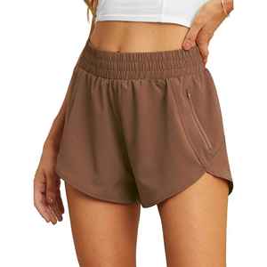 กางเกงขาสั้นเอวสูงสำหรับผู้หญิงลายนู้ดมีกระเป๋า5นิ้วมีซิปรูดกางเกงขาสั้นสำหรับใส่ไปยิมเล่นกีฬาวิ่งออกกำลังกายเล่นโยคะแห้งเร็ว - Product Image 5