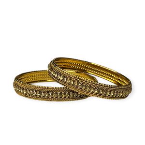 Elegante Juego de Brazaletes Geométricos Delgados con Perlas y Detalles Dorados, con Artesanía India Clásica, para Bodas y Fiestas Étnicas - Product Image 2