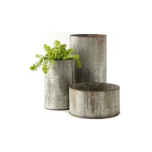 Most Selling Round Shape Iron Galvanized Flower <b>Planter</b> With Handle for Indoor <b>Outdoor</b> Garden Decorative <b>Planter</b> - Product Image 3