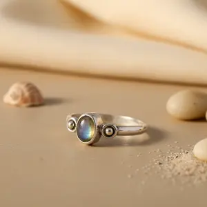 925 Silver Bohemian Moonstone <b>Ring</b> for Women Fashionable <b>Statement</b> Inlay Oval Stone <b>Ring</b> Perfect Gift for Christians - Product Image 3
