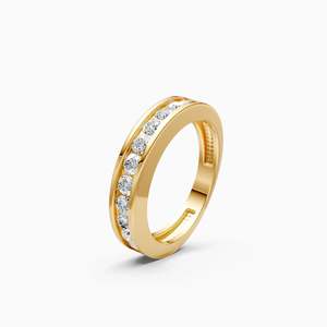 Anillo apilable de uso diario con diamante cultivado en laboratorio de 0.72 ct, corte brillante redondo, engaste en canal, en oro amarillo, blanco y rosa de 9K. - Product Image 3