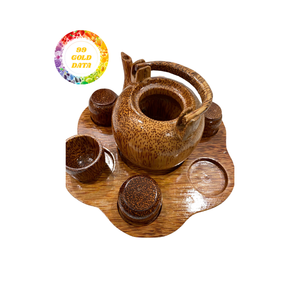 Tetera de madera de coco Tropical, mesa artesanal biodegradable, decoración de la hora del té con acento para amantes inspirados en la naturaleza - Product Image 3