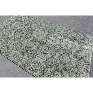 Alfombra de área grande turca Vintage clásica verde marrón 5,8x9,5 pies de látex de lana de retazos para adolescentes alfombra Rectangular para habitación de pasillo - Product Image 4