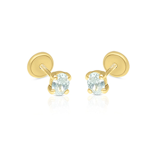 Pendientes de tuerca finos de oro con accesorio de estilo elegante de piedra CZ de 4 puntas - Product Image 1