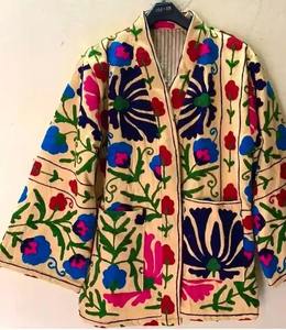 Suzani Hand Embroidered Jacket All Color Indian Handmade Kantha Quilt Kimono Jacket Kimono Kantha Kimono Women Wear Front Open - Product Image 3