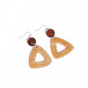 ต่างหูหวายวินเทจสไตล์โบโฮ งานแฮนด์เมดจากเวียดนาม ทำจากหวายธรรมชาติ - Product Image 1
