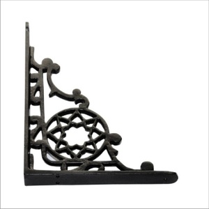 Soporte de estante de hierro forjado negro antiguo Nuevo diseño forjado hecho a mano Rústico Vintage Triángulo Estructura de soporte - Product Image 1