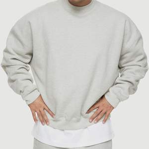 Luxury <b>Mock</b> <b>Neck</b> High Quality Sweatshirt Heavyweight Organic Cotton Sweatshirt Custom Logo Blank Oversized Crewneck Hoodies - Product Image 1