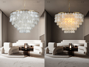 Bán buôn American-phong cách <span class=keywords><strong>Seashell</strong></span> Đèn chùm trong nhà capiz vỏ nhà hàng trang trí chiếu sáng treo đèn trần - Product Image 3