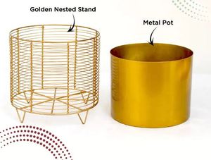 Soportes de maceta de oro de Metal hechos a mano de gran oferta para decoración de oficina de balcón de casa al aire libre a bajo precio - Product Image 2