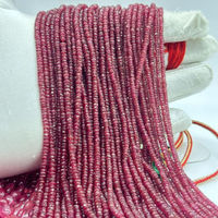Perles rondes facettées en verre rubis de haute qualité, 2-4 mm, brins, pierre précieuse rouge naturelle à 100 % pour bijoux, plus de 50 ans d'expérience