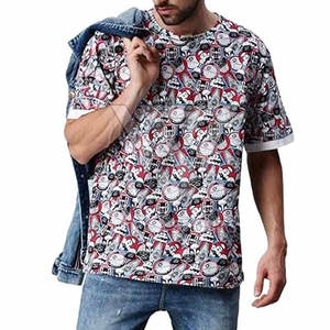 Camiseta con hombros caídos personalizada para hombre hecha de algodón y fibra de bambú, camisetas en blanco de talla baja MOQ para adultos - Product Image 4