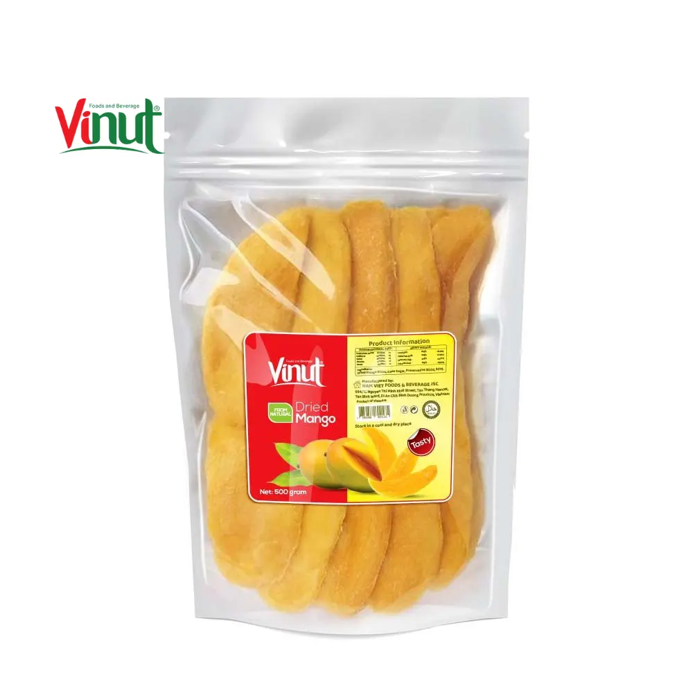 Bolsa de VINUT, rebanada de Mango Seco, fabricante de frutas secas de Vietnam, venta al por mayor, 500g