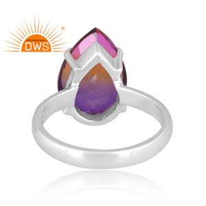 Última Tendencia Fine Sterling Bio Ametrine Doublet Cuarzo Piedra preciosa Anillo apilable Fabricante de joyería personalizada - Product Image 4