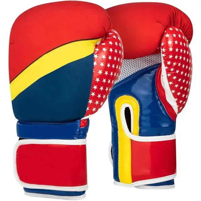 Sarung tangan tinju desain kustom dari latihan tinju Gimnastik PVC kulit sintetis Kickboxing Muay Thai MMA
