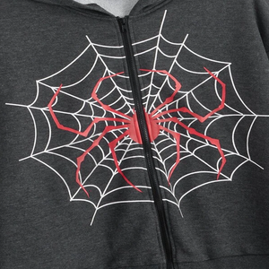 Coolane toile d'araignée sweat à capuche imprimé fermeture éclair cordon pull Streetwear graphique veste unisexe décontracté mode sweat - Product Image 4