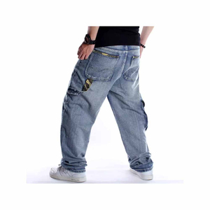High Quality Baggy <b>Skater</b> <b>Jeans</b> Wide Leg OEM Custom Style Button Fashionable Breathable Design for Winter <b>Men's</b> <b>Jeans</b> - Product Image 2