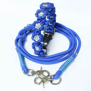 Kalung hewan peliharaan kepang tugas berat, aksesori anjing bunga mawar emas gaya baru kerah anjing personalisasi tali kerah hewan peliharaan - Product Image 1