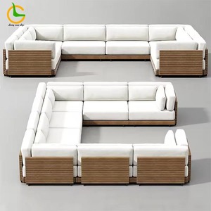 Đồ nội thất sân hiên phong cách đương đại đặt góc Bộ ghế <span class=keywords><strong>sofa</strong></span> mô-đun sang trọng Đồ nội thất ngoài trời Tất cả thời tiết khách sạn gỗ tếch vườn đặt - Product Image 1