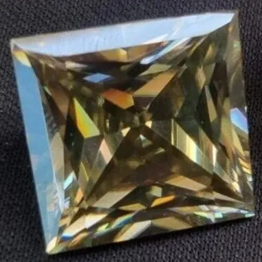 Moissanite berlian buatan tangan, potongan putri warna sampanye 22 MM bentuk persegi untuk liontin