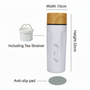 Premium Quality 16Oz/500ml Double Wall SUS304 Vacuum Porcelain-lined Bottle with Porcelain <b>Tea</b> Strainer Porcelain Lid - Product Image 5