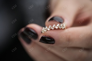 Baguette de oro de 14k para boda, banda de diamante cultivado en laboratorio, Media eternidad, apilable, 10k, 14k, 18k, fabricante de banda de oro sólido - Product Image 6