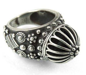 Bagues en argent Sterling 925 oxydé en forme de Cage excellente, bijoux en argent - Product Image 1