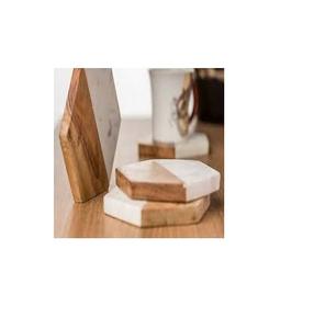 Sous-verres classiques en bois au design unique, carrés en or personnalisés, porte-gobelets écologiques avec logo personnalisé pour l'hôtel - Product Image 5