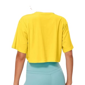 2024 Customized Yellow Cropped <b>Tops</b> for Women OEM Service Cotton Breathable Casual Crop <b>Tops</b> Stock Sizes Available - Product Image 1