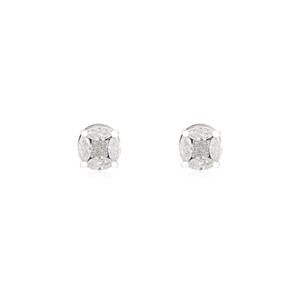 Bijoux de haute qualité princesse et marquise coupe diamant naturel boucles d'oreilles rondes bijoux minimaux solide or blanc 18 carats - Product Image 1
