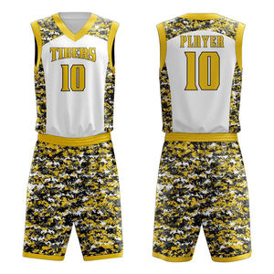 Uniformes de basket-ball à séchage rapide entièrement par sublimation maillots et shorts réversibles ensembles confortables respirants de grande taille - Product Image 4