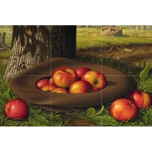 Bodegón de manzanas en un sombrero-Azulejo Mural Baño Pared Backsplash Mármol Cerámica Categoría de producto - Product Image 1