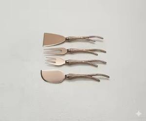 Ensemble de service à fromage en acier inoxydable de qualité supérieure avec couteaux à fromage et manche en résine, compatible lave-vaisselle, outils de cuisine écologiques - Product Image 3