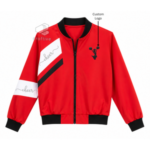 Veste bomber personnalisée pour cheerleading, couleur contrastée, broderie personnalisée, veste de réchauffement pour compétition de cheerleading en équipe - Product Image 1