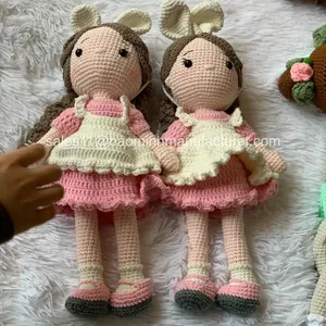 CKnitted Crochet Toys Stuffed Animal Natural Baby Doll Bed time Friend for Girls