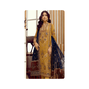 Salwar Kameez Tradicional Indio de Georgette y Seda Sin Coser, Diseño Moderno, Bordado Intenso, Multicolor, Talla Única - Product Image 1