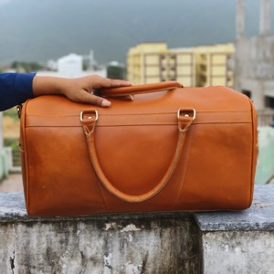 Luxury 2025 Women's Sport Travel Duffel Bags Handmade From India Hair On 100% Genuine Leather Eco-Friendly With <b>Shoe</b> Compartment - Product Image 3