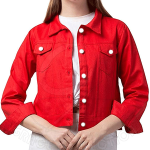 Vestes en jean recadrée de meilleur style pour femmes de couleur personnalisée Veste courte cintrée pour femmes - Product Image 5