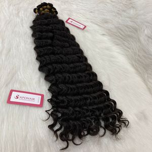 Trama atada a mano Color Natural Paquetes de cabello ondulado profundo Dropship Extensiones de cabello humano Onda del cuerpo Rizado Recto Estilos de onda natural - Product Image 4