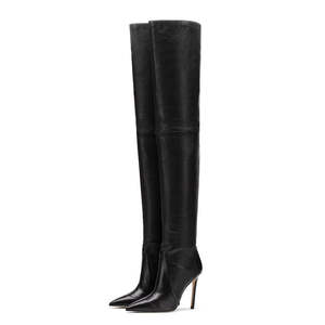 Bottes de neige pour femmes en PU à talon haut, au-dessus du genou, à bout carré, avec fermeture éclair et fonction rehausseur de taille, style été - Product Image 2